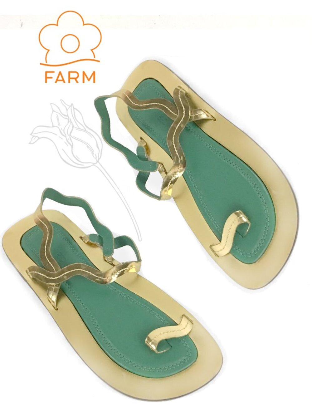 Farm Rio Women Green Toe String Sandal Shoes